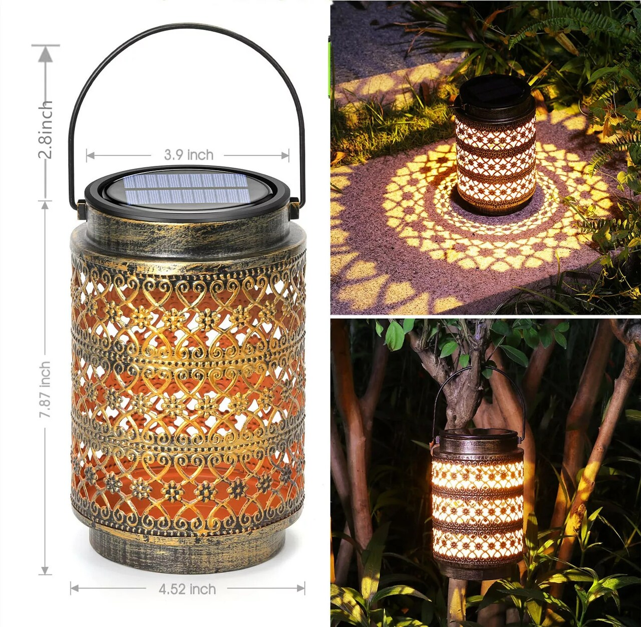 2Pcs Solar Lantern Outdoor LED Hanging Lantern Light Garden Decoration for Patio
